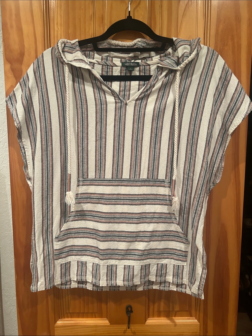 Wild Fable for Target Cream Hooded Pullover with Indigo & Tera Cotta Stripes